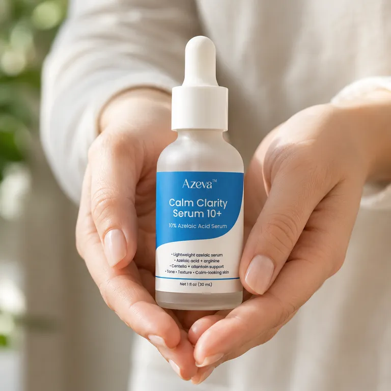 Calm Clarity Serum 10+ held in both hands